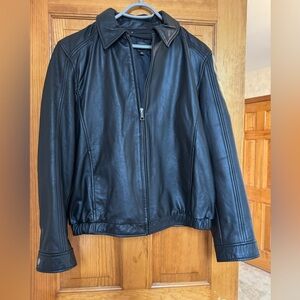 Wilson Black Leather Jacket with zip out  lining!